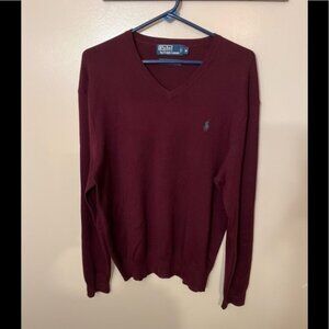 Polo Ralph Lauren Mens Burgundy V-Neck Sweater Sz M NWOT